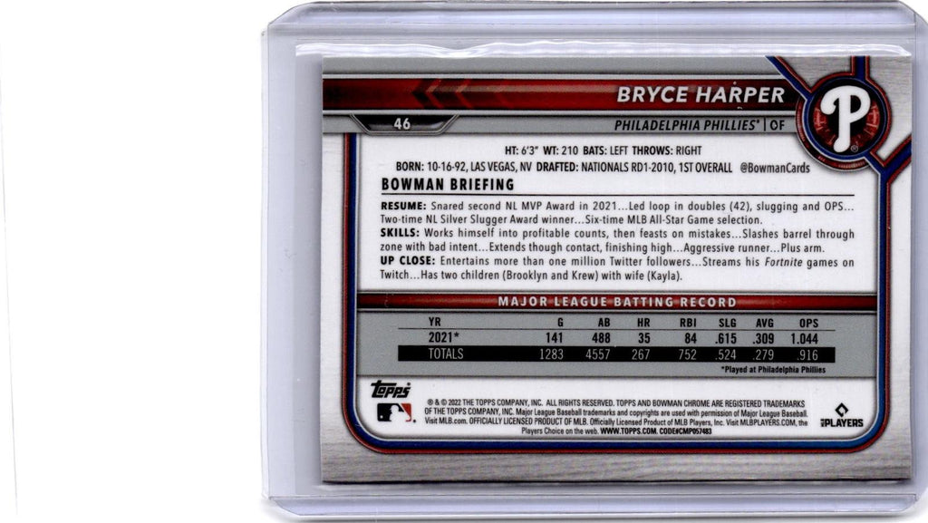2022 Bowman Chrome Sapphire Edition #46 Bryce Harper