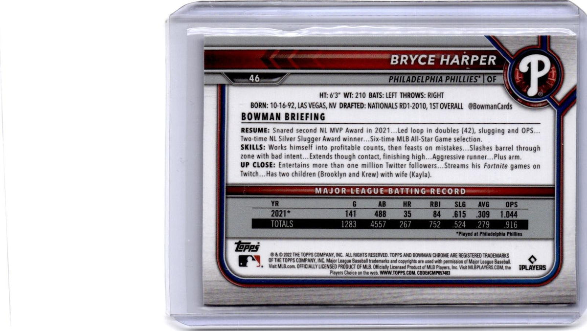 2022 Bowman Chrome Sapphire Edition #46 Bryce Harper
