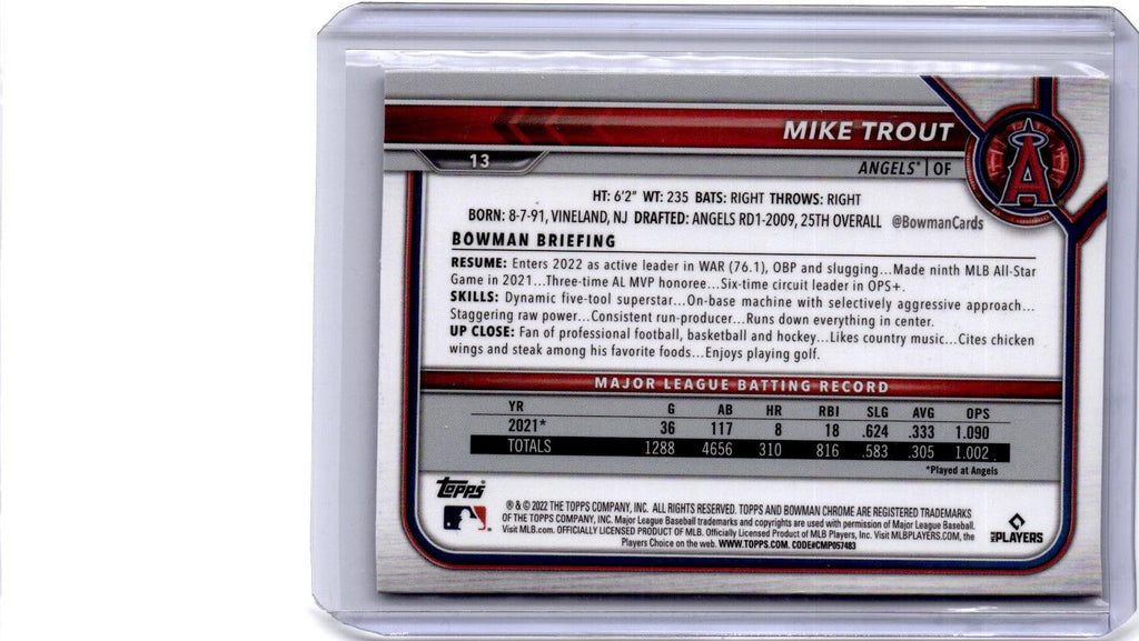 2022 Bowman Chrome #13 Mike Trout
