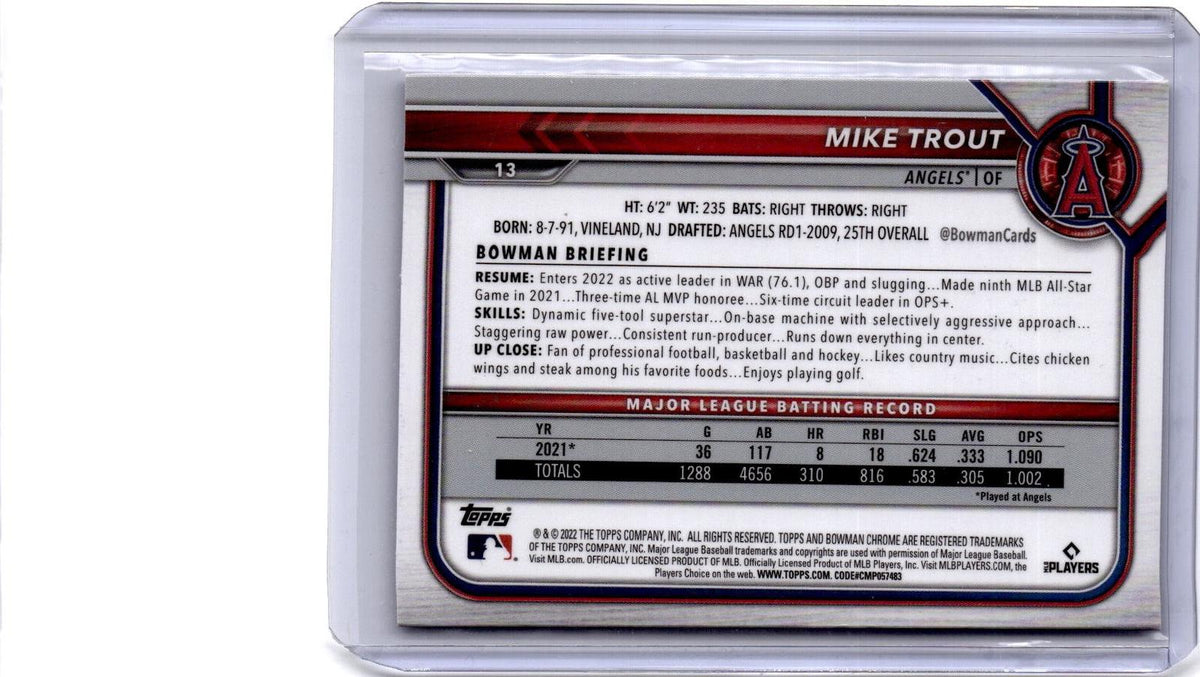 2022 Bowman Chrome #13 Mike Trout