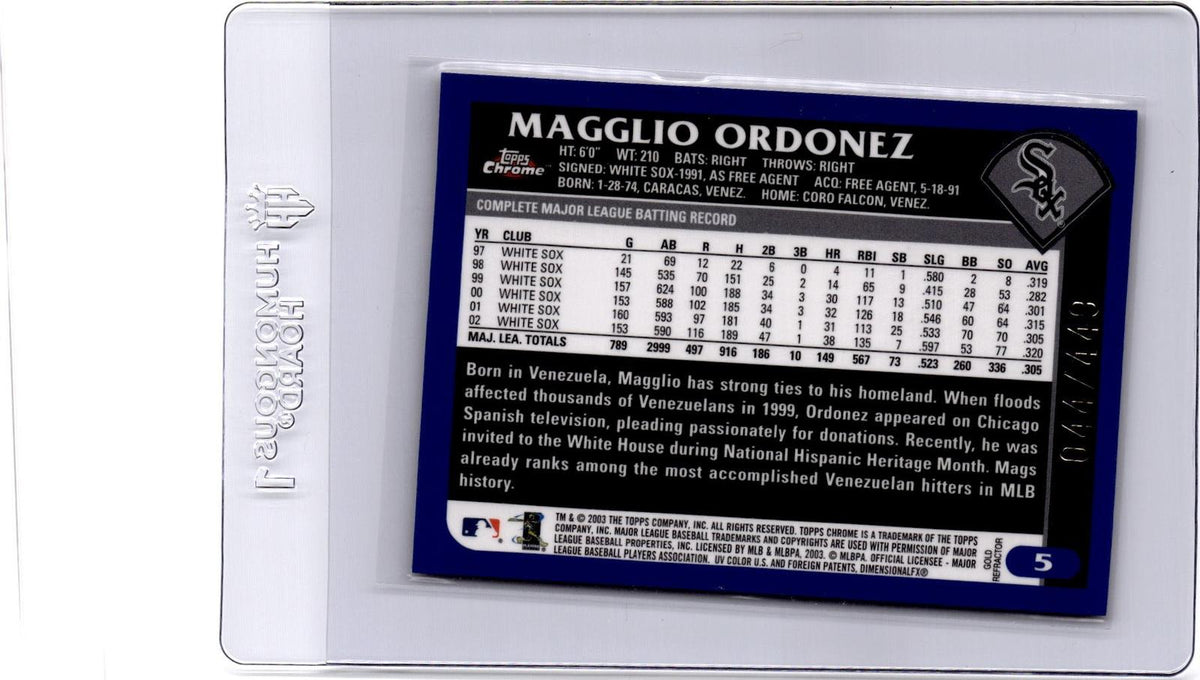 2003 Topps Chrome #5 Magglio Ordonez Gold Refractor #/449
