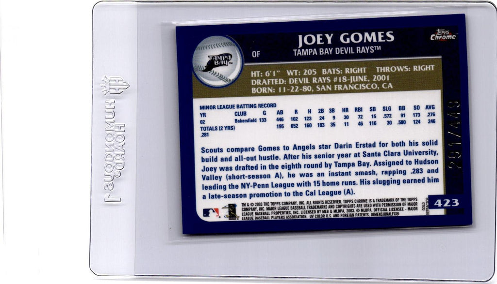 2003 Topps Chrome #423 Joey Gomes Gold Refractor #/449