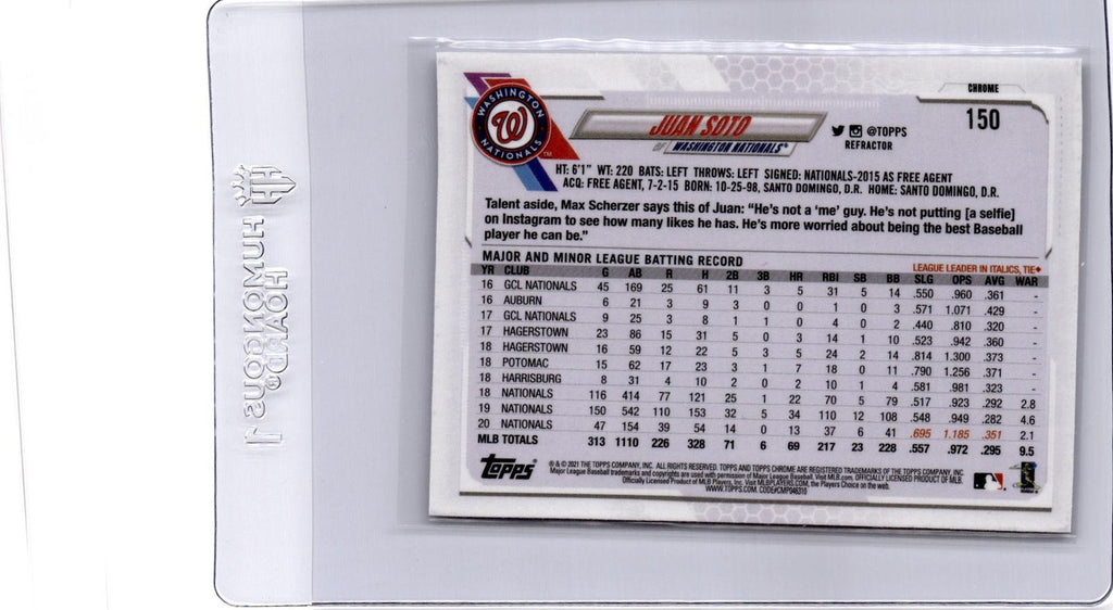 2021 Topps Chrome #150 Juan Soto Refractor Big Head