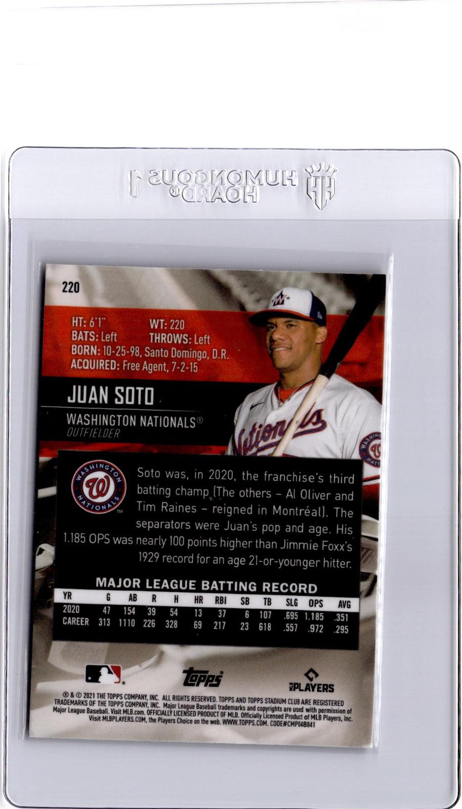 2021 Stadium Club Chrome #220b Juan Soto 1991 Design Variation