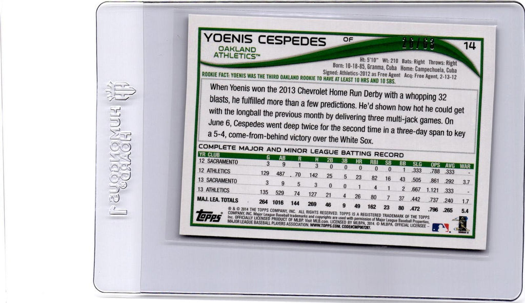 2014 Topps #14 Yoenis Cespedes Black #/63