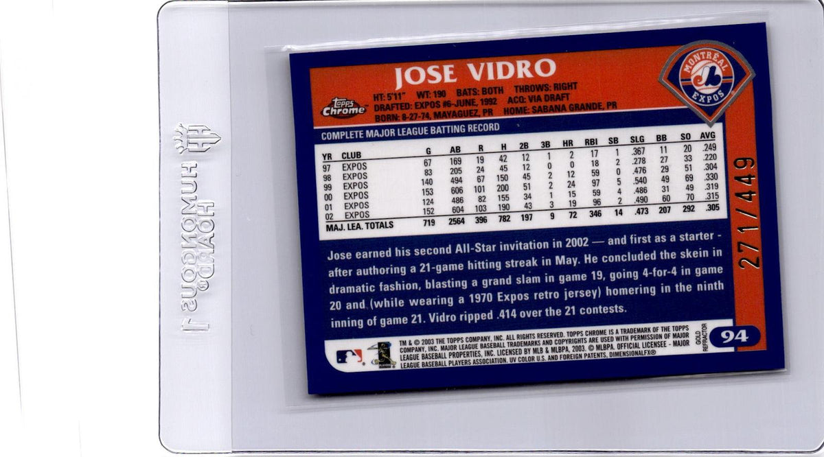 2003 Topps Chrome #94 Jose Vidro Gold Refractor #/449