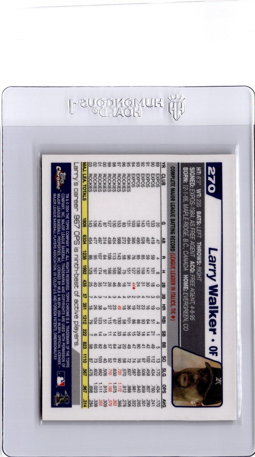 2004 Topps Chrome #270 Larry Walker Gold Refractor