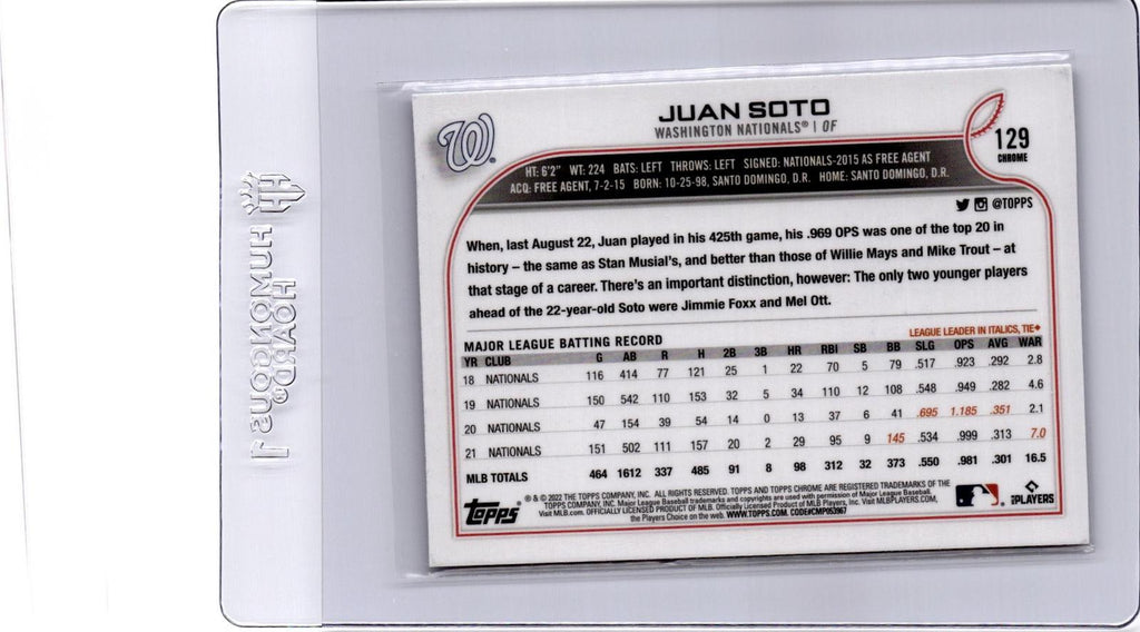 2022 Topps Chrome #129 Juan Soto Prism Refractor