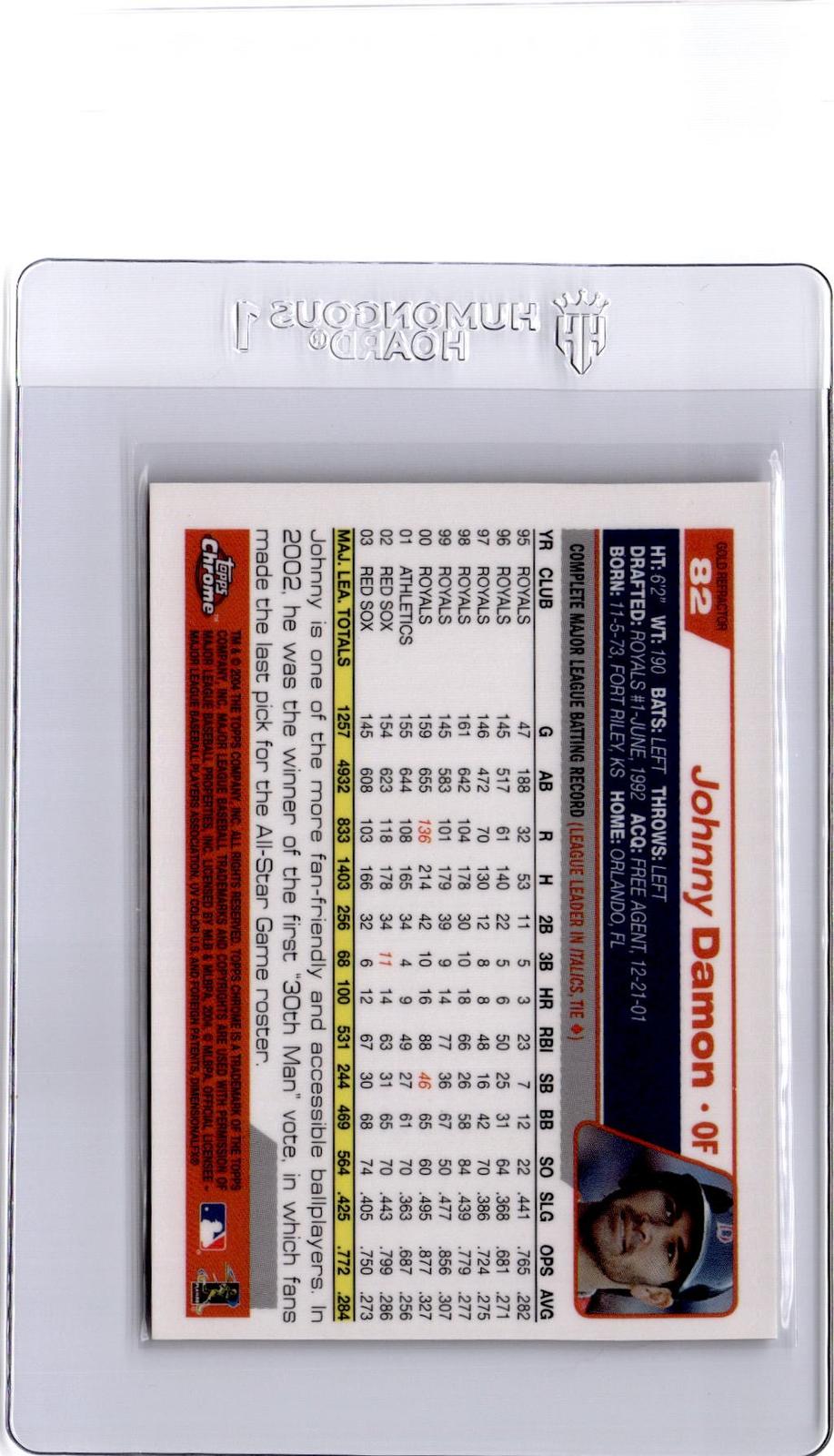 2004 Topps Chrome #82 Johnny Damon Gold Refractor