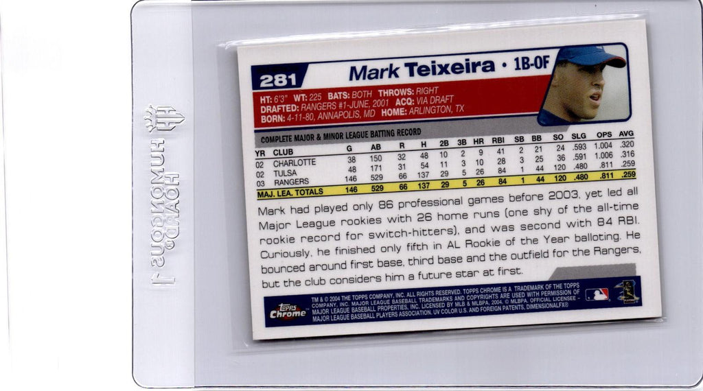 2004 Topps Chrome #281 Mark Teixeira Gold Refractor