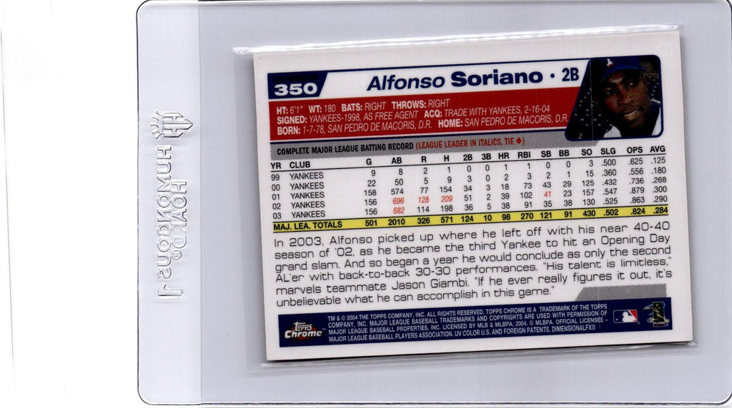2004 Topps Chrome #350 Alfonso Soriano Gold Refractor