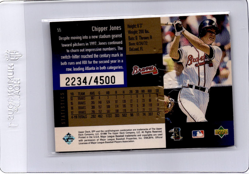 1998 SPx Finite #55 Chipper Jones Radiance #/4500