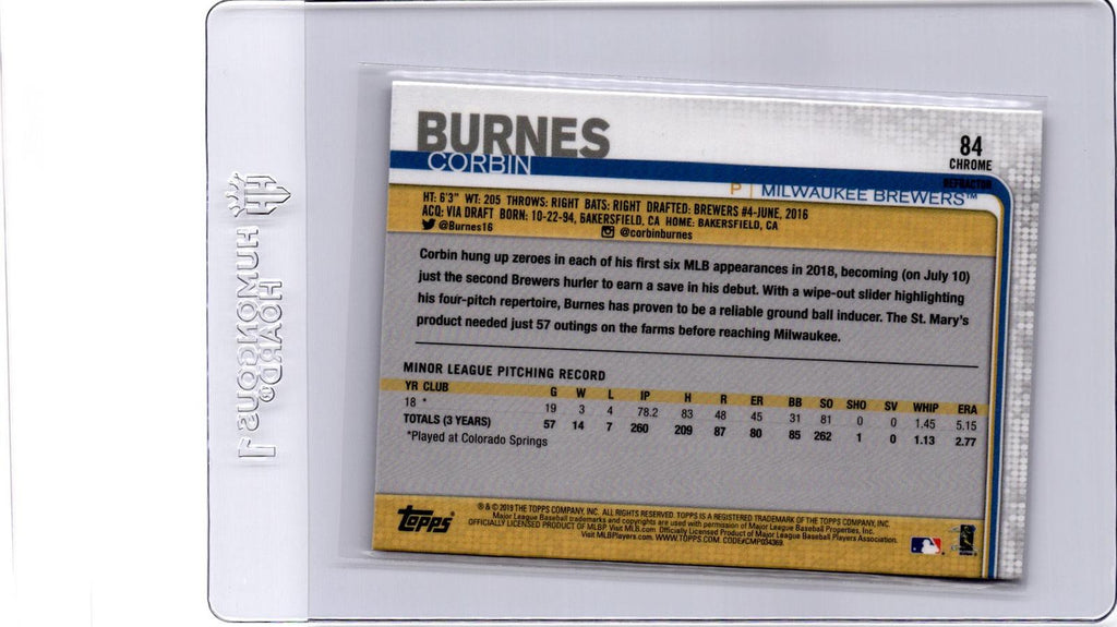 2019 Topps Chrome #84 Corbin Burnes Refractor