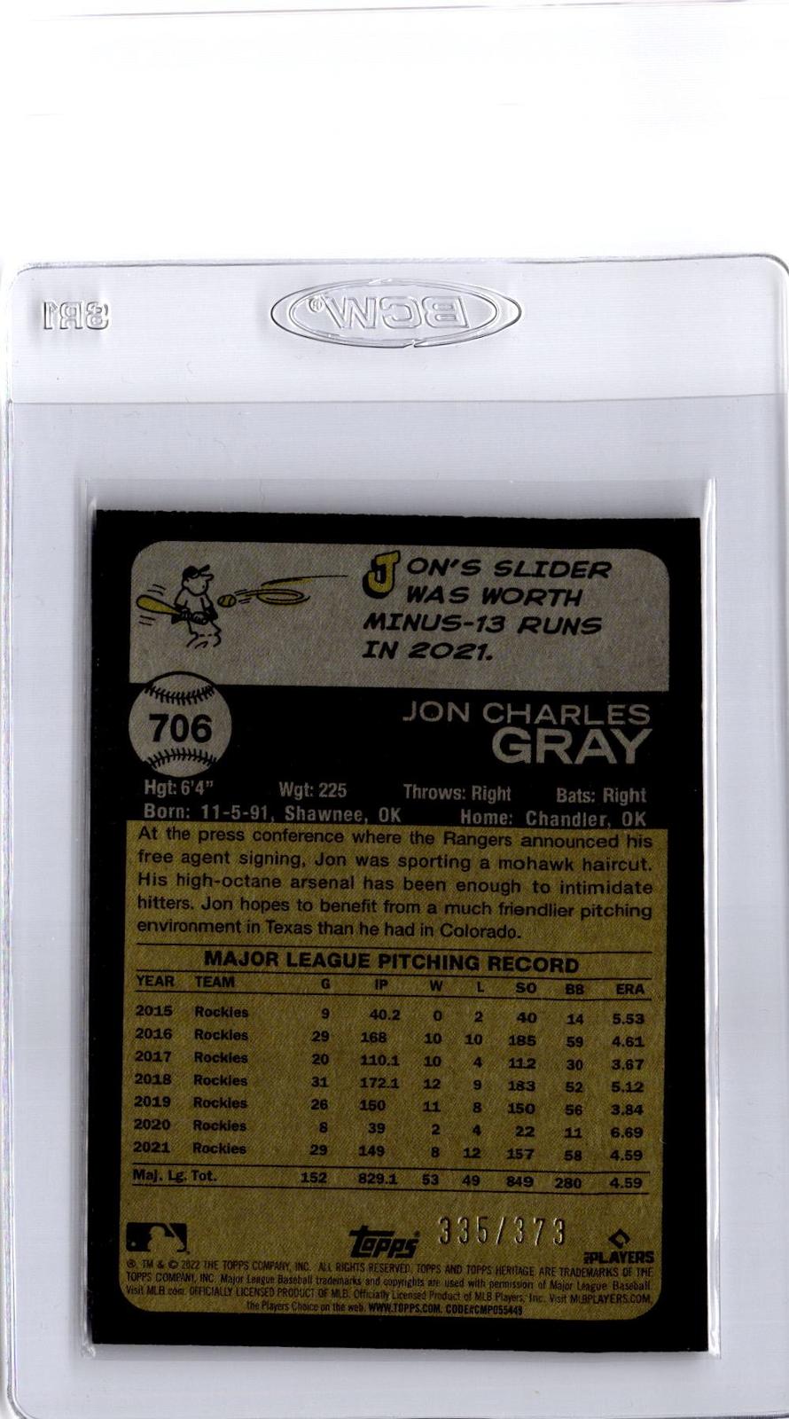 2022 Topps Heritage #706 Jon Gray Chrome Refractor #/673