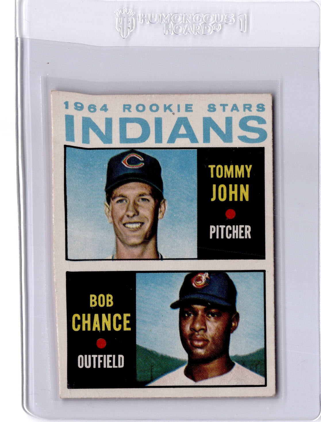1964 Topps #146 Indians 1964 Rookie Stars (Tommy John / Bob Chance)
