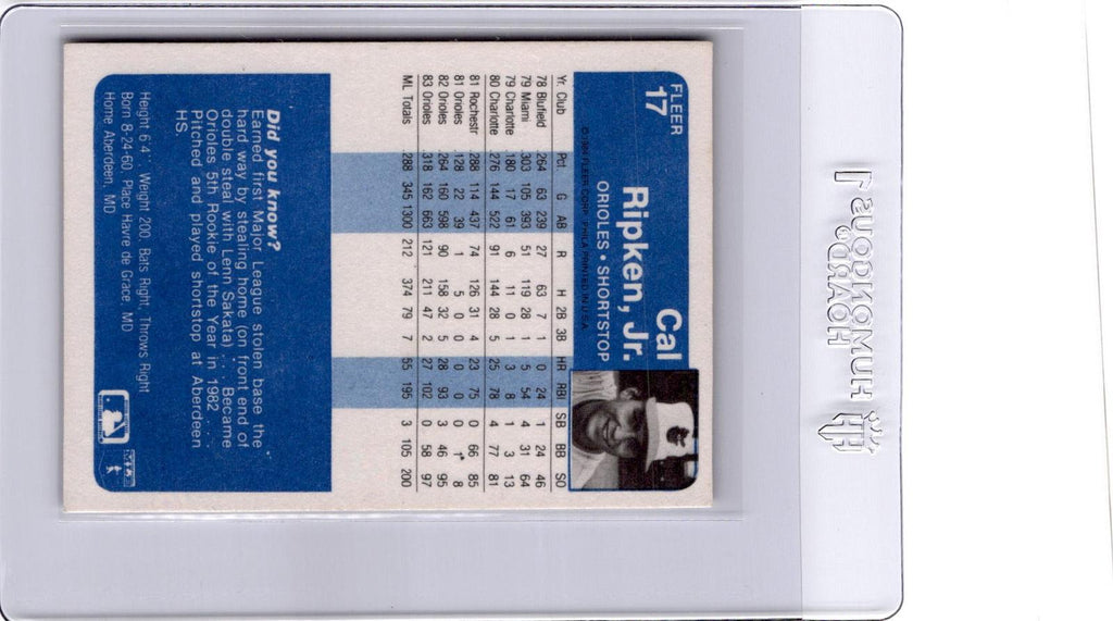 1984 Fleer #17 Cal Ripken, Jr.
