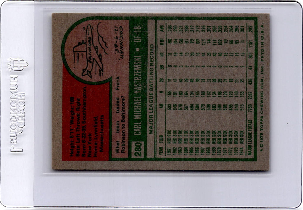 1975 Topps #280 Carl Yastrzemski