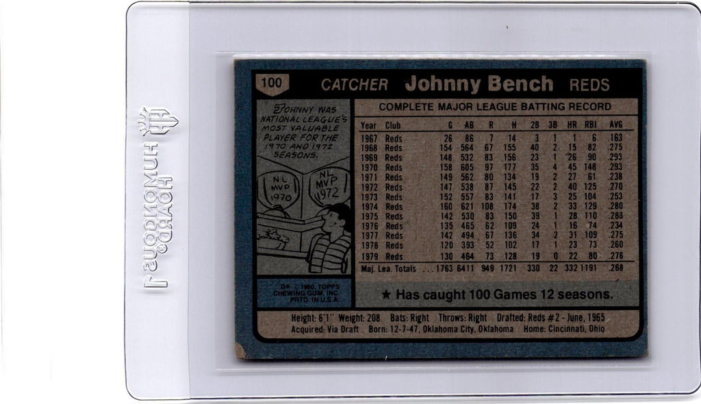 1980 Topps #100 Johnny Bench