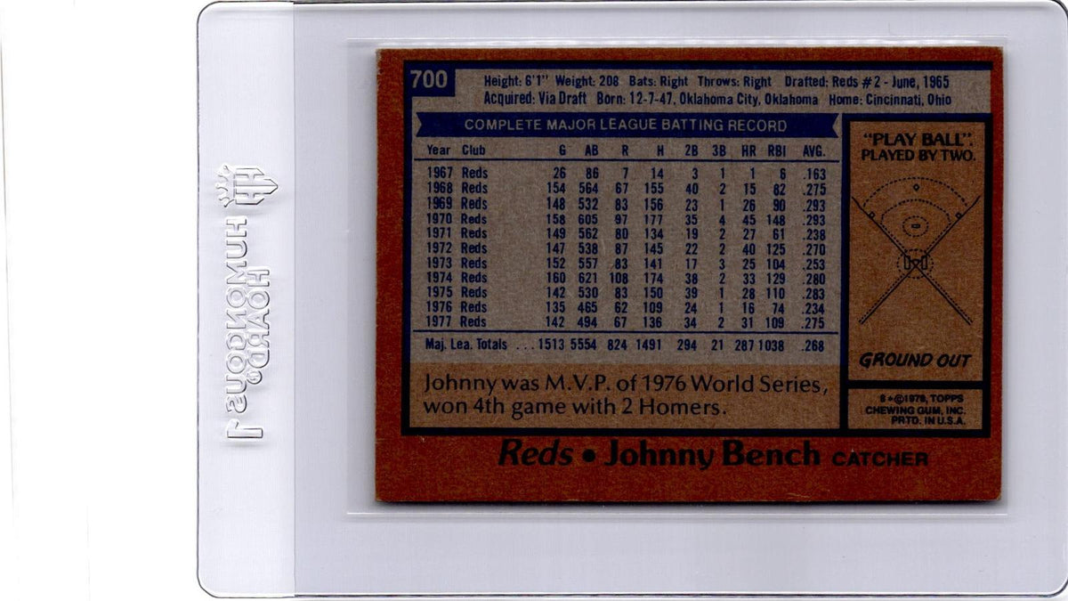 1978 Topps #700 Johnny Bench