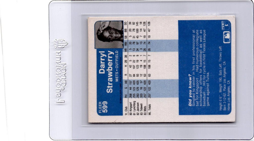 1984 Fleer #599 Darryl Strawberry