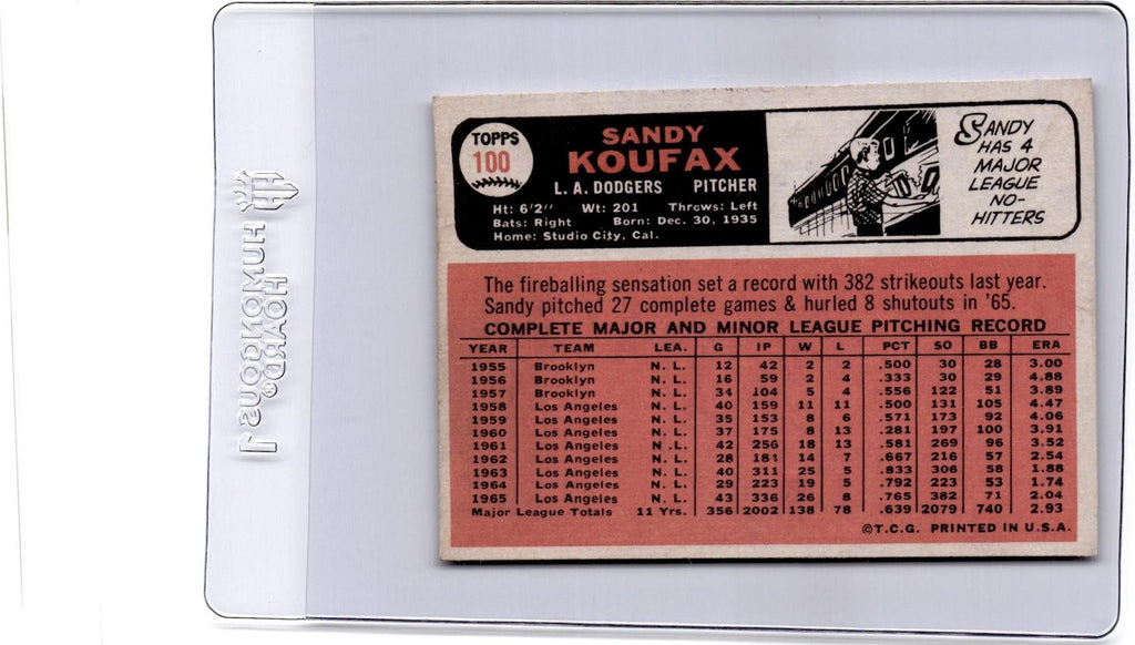 1966 Topps #100 Sandy Koufax