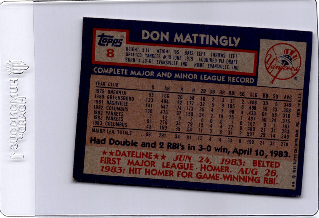 1984 Topps #8 Don Mattingly
